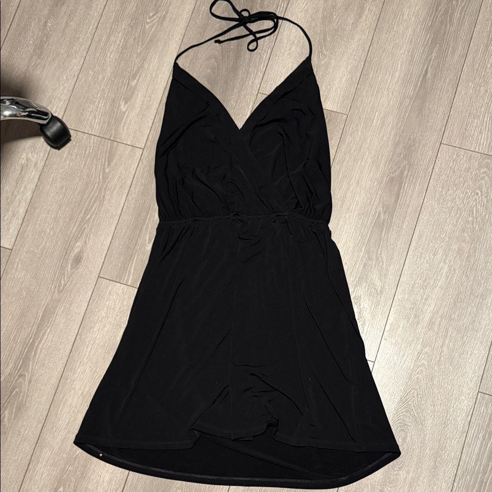 BCBGeneration Elegant Black Halter Backless Dress